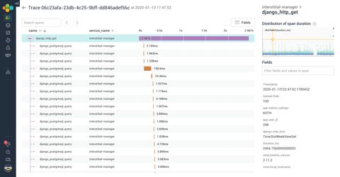 Screenshot of Honeycomb tracing